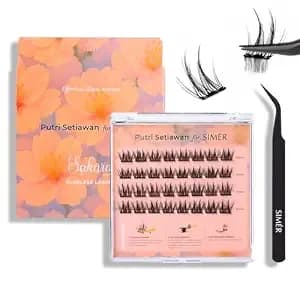Simer Self Adhesive Lash Clusters, C Curl Natural Press On Lashes, 11-13mm Reusable Pre-Glued Cluster Lashes For Natural Volume & Effortless Beauty, Easy To Apply For Beginners