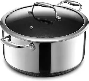 Hexclad 8 Quart Hybrid Nonstick Stock Pot With Lid, Dishwasher Safe, Induction Ready, Compatible With All Cooktops