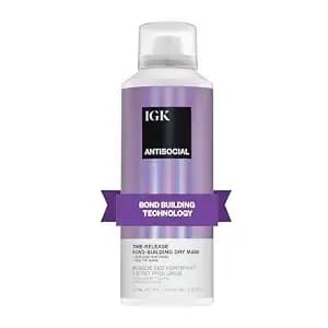 Igk Antisocial Dry Hair Mask, Overnight Bond Repair For Damaged Hair, 5 Oz - No-Rinse Leave-In Spray, Time-Release Bond-Building, Smooths Frizz + Adds Shine, Vegan + Color-Safe