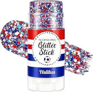 4th Of July Glitter Stick, Red White And Blue Glitter Stick, Body Glitter, Patriotic Usa Flag Makeup For Independence Day & 250 Anniversary, Fourth Of July Decorations, 4th Of July Outfits For Women