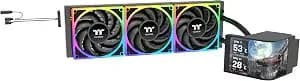 Thermaltake Magcurve 360 Ultra Cpu Liquid Cooler; Intel/Amd Compatible; 3x120mm 500~2500rpm Toughfan Ex Argb; Magforce 2.0; 6.67" Amoled 60hz; Swappable Fan Blades; Tt Rgb Plus 3.0; Cl-w453-pl12sw-A