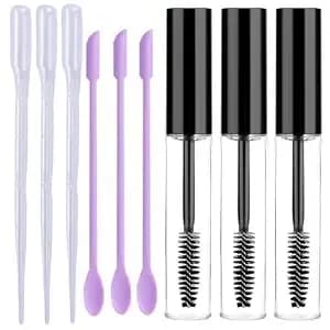 Empty Mascara Tubes, 10ml, 3/5 Pack With Wands, Refillable, Clear, Solid Form, Mini Silicone Spatulas And Pipettes For Diy Cosmetics (5) (Pack-Of-3)