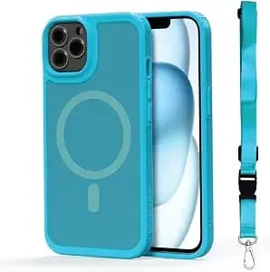 Black+Decker For Iphone 14 Cases, Compatible With Magsafe, Shockproof Military-Grade Protection, Magnetic Phone Case For Iphone 14 Pro, Blue [Changeable Buttons, Lanyard]