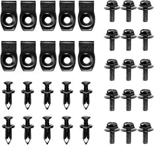 Gooacc Grc-70 35pcs Engine Under Cover Splash Shield Guard Body Bolts Bumper Fender Liner Push Retainer Fastener Rivet Clips , Black