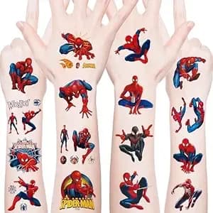 20pcs Spiderman Temporary Tattoos For Teens Birthday Party Supplies, Party Favors Fake Tattoos Stickers,Birthday Decorations Party Game Activities Reward Gifts (A)