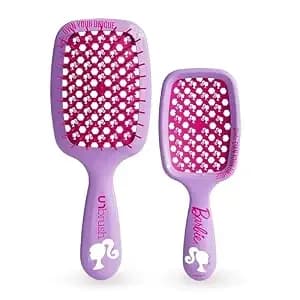 Fhi Heat Unbrush Barbie Detangling Brush Duo - Own Your Unique - Purple - Original +Mini Size Pain-Free Brushing On All Wet Or Dry Hair Types, Durable Duoflex Anti-Static Bristles, Lightweight Handle