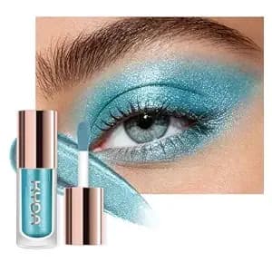 Kyda Cyan Blue Liquid Glitter Eyeshadow, High Pigment Creulean Blue Shimmer Finish, Soft Lightweight Creamy Formula, One-Swipe Coverage, Long-Wearing Crease-Resistant Eyes Glitter Makeup