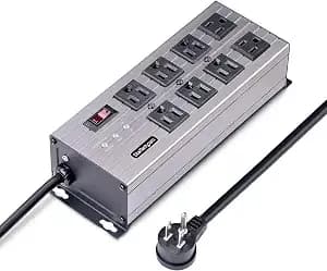 Startech Flat Plug 8-Outlet Heavy Duty Industrial Power Strip, Taa - 125v/15a With Surge Protector, 12ft/3.6m Extension Power Cord, Mountable Pdu, Emi/Rfi Isolation, Nema 5-15p/R