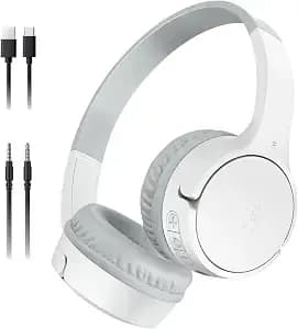 Belkin Soundform Mini Bluetooth Kids Headphones, On Ear, 30h Battery Life - Toddler Headphones, 85db Volume Limiter, Built-In Mic, Wired Connection Option, Ipad, Android Tablet, School