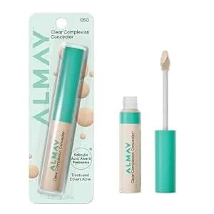 Almay Clear Complexion Concealer, 050, 0.3 Fl Oz - Full-Coverage Concealer Treats Acne And Visibly Evens Skin Tone Over Time. Instantly Conceals Breakouts. For Acne-Prone Skin.