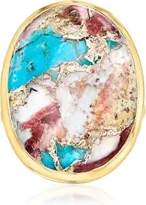 Ross-Simons Kingman Turquoise Ring In 18kt Gold Over Sterling