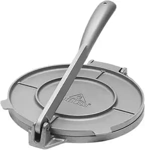 Imusa Usa Tortilla Press, 8 Inch, Silver - Bare Aluminum Finish, Easy Lever, Makes Flatbreads And Dumplings, Essential For Home Kitchens