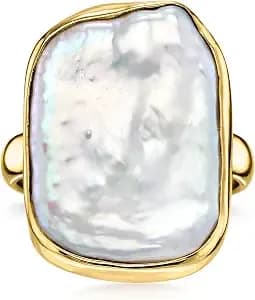 Ross-Simons 19x14mm Cultured Baroque Pearl Ring In 18kt Gold Over Sterling