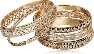 Guess "Basic" Gold 7 Piece Mixed Bangle Bracelet