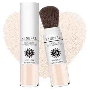 Sunscreen Setting Powder Spf 35, Mineral Powder For Face & Scalp - Brush On For Sunscreen Loose Powder Oil Control Matte Finish Lasting Lightweight Breathable For All Skin (#01 Translucent)