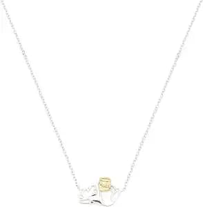 Disney Winnie-The-Pooh Two-Tone Open Pendant Necklace Officially Licensed - Brass With Sterling Silver Plate - Pendant Necklaces - 16in Length + 2in Extender