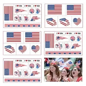 40pcs American Usa Flag Temporary Tattoos For 2026 World Football Cup Match, Waterproof Body Art Stickers Tattoos For Men Women (6 Sheets)
