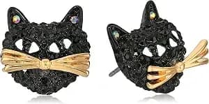 Betsey Johnson Pave Cat Stud Earring
