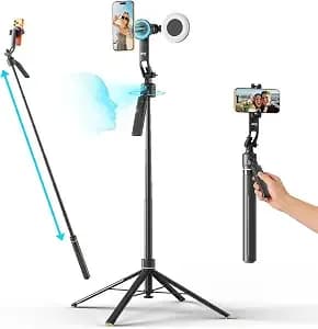 Acer Gadget Auto Face Tracking Tripod For Iphone – Magnetic Phone Mount Gesture Control Detachable Mini Ring Light 64" 360 Degree Ai Tracking Phone Tripod For Vlogging Youtube Tiktok Video Recording