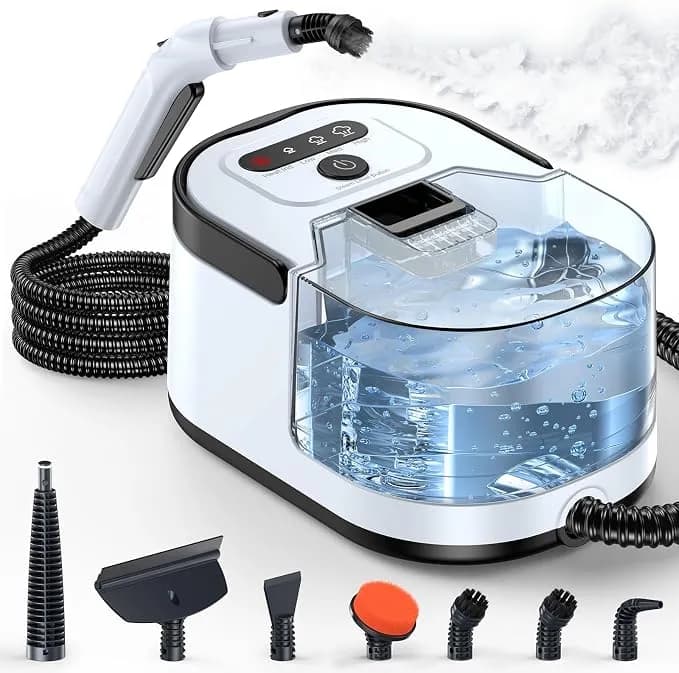 Handheld Steam Cleaner, Portable Deep Cleaning Steamer For Multi-Surface - 1500ml Water Tank, 15s Heat-Up, 3-Level Adjustable Steam For Cleaning Kitchen, Bathroom, Furniture, Windows, Bbq, Car, White