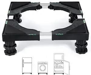 Nefish Mini Fridge Stand Universal Raised Base Adjustable Refrigerator Stands With 4 Strong Feet Washing Machine Pedestal Multi-Functional Bases For Dryer (Black)