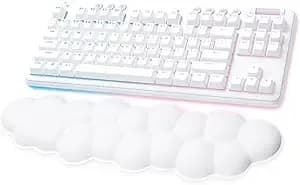 Logitech g715 Wireless Mechanical Gaming Keyboard With Lightsync Rgb, Lightspeed, Tactile Switches (Gx Brown), And Keyboard Palm Rest, Pc/Mac Compatible - White Mist