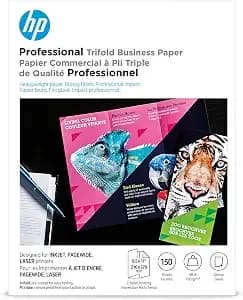 Hp Professional Tri-Fold Business Paper, Glossy, 8.5x11 In, 48 Lb, 150 Sheets, Works With Inkjet, Pagewide, Laser Printers (4wn12a)