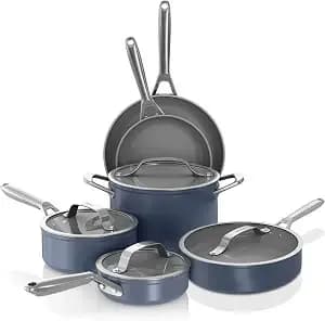 Ninja® Ceramic Pro 10-Pc Cookware Set, Pfas-Free, Midnight Blue, cw39010mm