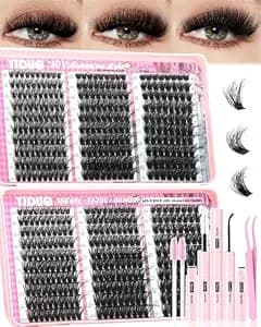 Yiduo Lash Clusters Kit 540pcs Individual Cluster Lash Extensions Kit - 60d+80d+100d Lash Clusters Kit, 6 Styles 0.05mm Volume Soft False Eyelash, Wispy D-Curly 8-16mm Diy Eyelash Extensions Kit