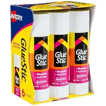 Avery® Glue Stic™, White Glue Sticks, Washable, 1.27 Oz, 6 Total (98073)