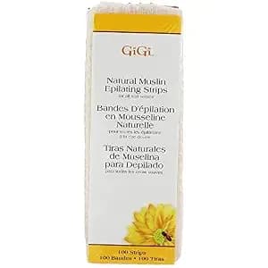 Gigi Waxing Strips For Hair Waxing/Hair Removal, Small Natural Muslin Strips, 100 Ct (1.75 In X 4.5 In) Small