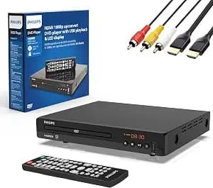Philips Dvd Players For Tv With Hdmi Port 1080p All Region Hd Dvd Player For Smart Tv Usb Input Remote Control Device, Mini Dvd Cd Player For Home Stereo System, Hdmi And Rca Cable Included