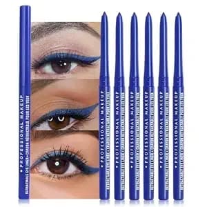 Retractable Creamy Eyeliner Eyeshadow Sticks For Eye Makeup, Ultra Pigmented Mechanical Eye Pencils, Smudge Proof Matte Satin Finish Formula, Longlasting, Vegan & Cruelty-Free (6 Pcs-Sky Blue-06)