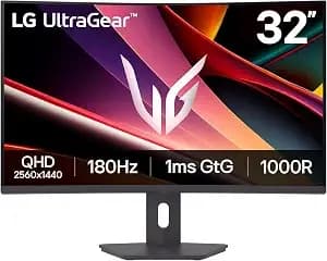 Lg 32g600a-B 32-Inch Ultragear Qhd (2560 X 1440) Curved Gaming Monitor, 180hz, 1ms, Amd Freesync, Hdmi, Displayport, Tilt/Height/Swivel Adjustable Stand, Black