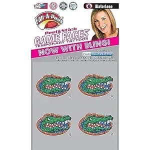 Fan-A-Peel Florida Waterless Temporary Tattoos - Hypoallergenic Peel And Stick Waterproof Temporary Tattoos, Glitter - Officially Licensed