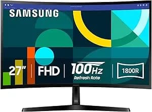 Samsung 27" Essential s3 (s36gd) Series Fhd 1800r Curved Computer Monitor - 100hz, Game Mode, Advanced Eye Comfort, Hdmi And D-Sub Ports (ls27d366ganxza)
