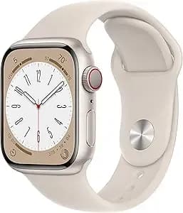 Apple Watch Series 8 [Gps + Cellular, 41mm] - Starlight Aluminum Case With Starlight Sport Band, S/M (Renewed) - Aluminum Case, S/M