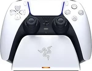 Razer Quick Charging Stand For Playstation 5: Quick Charge - Curved Cradle Design - Matches ps5 Dualsense Wireless Controller - One-Handed Navigation - Usb Powered - White (Controller Sold Separately)