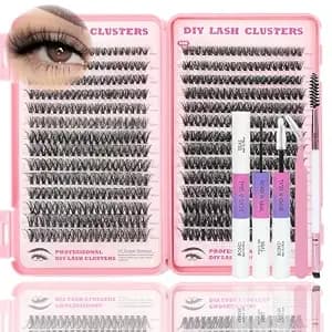 Lash Clusters Kit D Curl Natural Wispy Eyelashes Clusters Lashes Extensions - Individual Fluffy False Eyelashes 50d+60d Diy PestañAs Postizas Naturales With Tools (9-16mm 560 Pcs, Lash Clusters Kit)