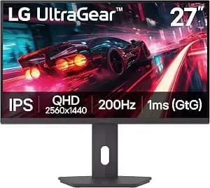 Lg 27g610a-B 27-Inch Ultragear Qhd (2560 X 1440) Ips Gaming Monitor, 200hz, 1ms, Amd Freesync Premium, Vesa Displayhdr 400, Hdmi, Displayport, Tilt/Height/Swivel/Pivot Stand, Black