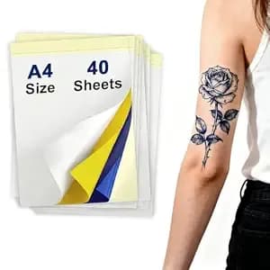 40 Sheets Tattoo Transfer Paper, a4, Crisp Transfer Thermal Stencil Paper - Creates Clean, Crisp Stencil Lines For Tattoo Tracing. Includes 40 a4 Sheets For Artists, Beginners, And Daily Practice.