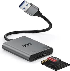 Acer Sd Card Reader, Usb A 3.0 To Micro Memory Card Reader Aluminum - Dual Slot Sd To Usb Adapter For Computer, Pc, Laptop And Type A Devices, Compatible With Sd/Micro Sdxc/Sdxc/Sdhc/Mmc/Tf Cards