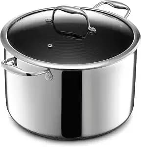 Hexclad 10 Quart Hybrid Nonstick Stock Pot With Lid, Dishwasher Safe, Induction Ready, Compatible With All Cooktops