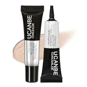 Ucanbe Stay-Put Full Coverage Concealer, Long-Wear Waterproof, Under Eye Brightener Concealer, Color Corrector For Dark Circles, Acne, Blemishes, Redness Color Correcting Cream (01 Light Ivory)