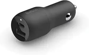 Belkin 37-Watt Dual Usb Car Charger - Power Delivery 25w Usb-C Port & 12w Usb-A Port For Pps Charging Apple Iphone, Samsung Galaxy, Airpods, & More