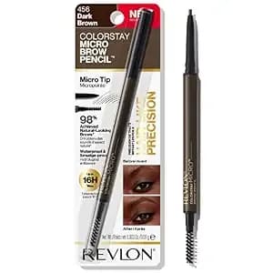 Revlon Colorstay Micro Brow Pencil, 456 Dark Brown, 0.003 Oz - Waterproof Eyebrow Pencil With Micro Tip And Spoolie Brush. Infused With Argan & Marula Oil. Smudge-Proof Definition.