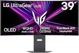 Lg Ultragear 39gx900a-B 39” Oled Curved Wqhd Gaming Monitor - 240hz, 0.03ms, G-Sync & Freesync Premium Pro, Hdmi 2.1, Displayport 1.4, Usb-C, Vesa, Anti-Glare, Hdr True Black, 800r Curve