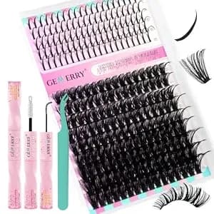 Gemerry Lash Clusters Kit 80d Long 12-21mm With Spikes Cluster Eyelash Extensions Kit Diy Wispy Natural Lash Clusters With Lash Bond And Seal Spiky Individual Lashes Eyelashes