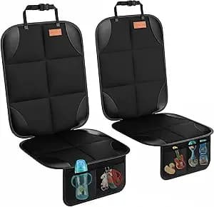 Smart Elf Car Seat Protector, Thickest Padding And Non-Slip Backing 2pack - Waterproof Car Seat Cover 2 Mesh Pockets For Baby And Pet, Easy To Install And Remove Folds For Storage, Sedan Suv Truck