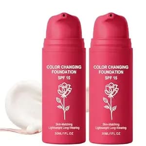 Color Changing Foundation For Mature Skin, Skin Tone Adapting (2pcs) - spf15 Lightweight Hydrating Formula, Natural Finish, Helps Cover Fine Lines, 1.01 Fl Oz